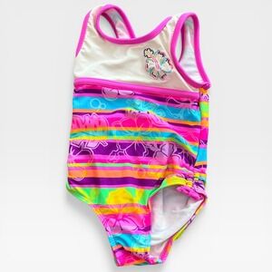Ocean Pacific Girls Multicolor Striped Floral One Piece Swimsuit 24M Tropical